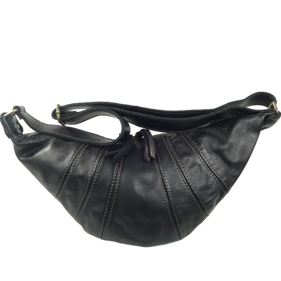Collection Esprit Cuir ALMA sac banane noir cuir vintage