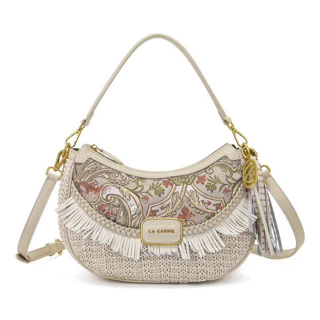 La Carrie Arabesque sac bandouliere beige raffia