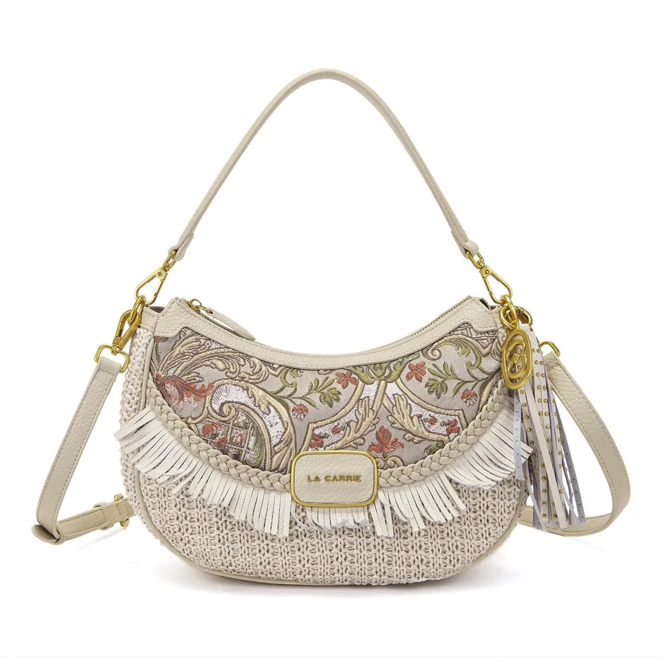 La Carrie Arabesque sac bandouliere beige raffia