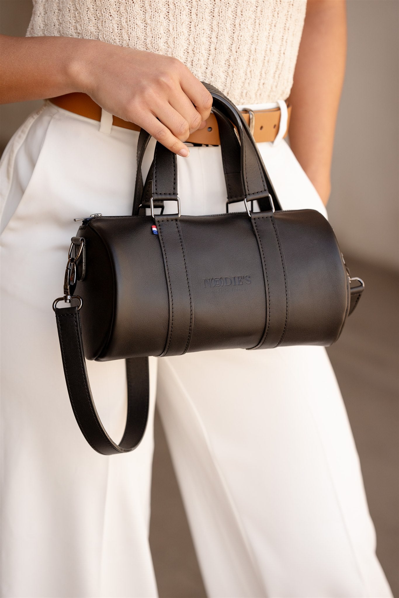 Nodie's Jim cuir noir lisse sac bowling noir