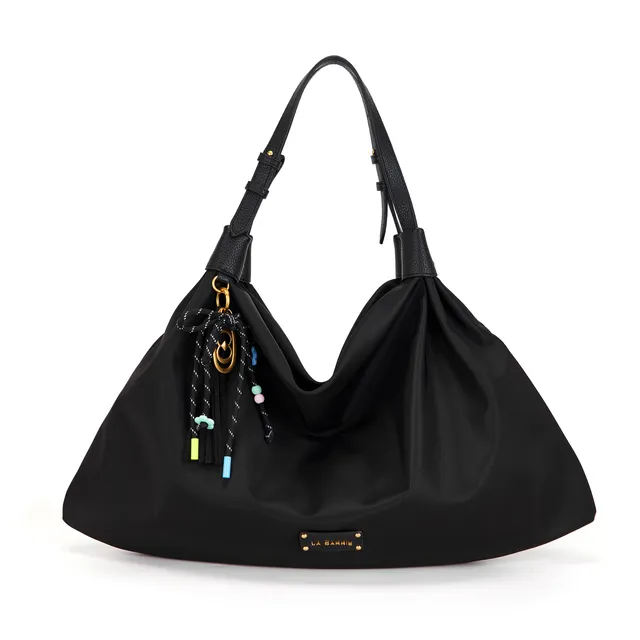 La Carrie Dark Wave sac shopping noir nylon drapé