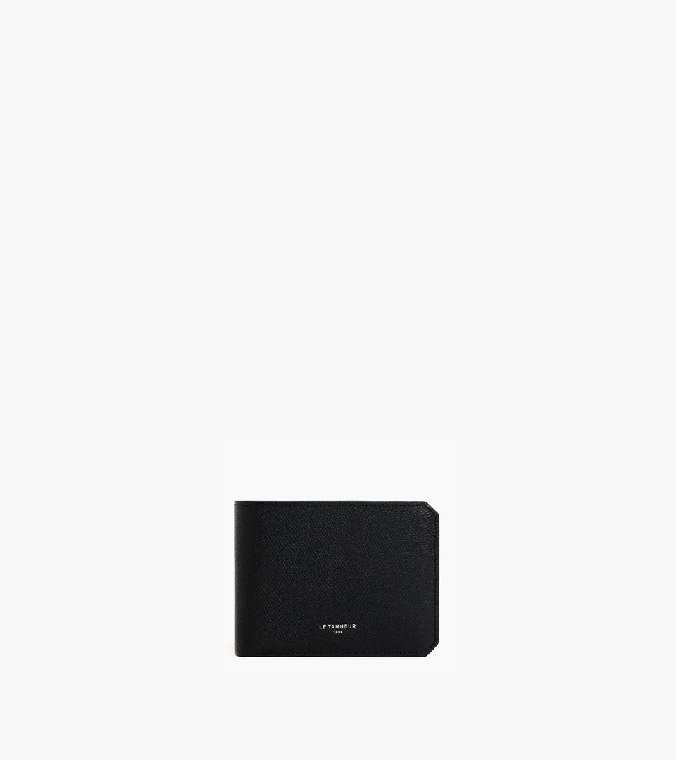 Le Tanneur Gaston portefeuille horizontal noir cuir grain croisé