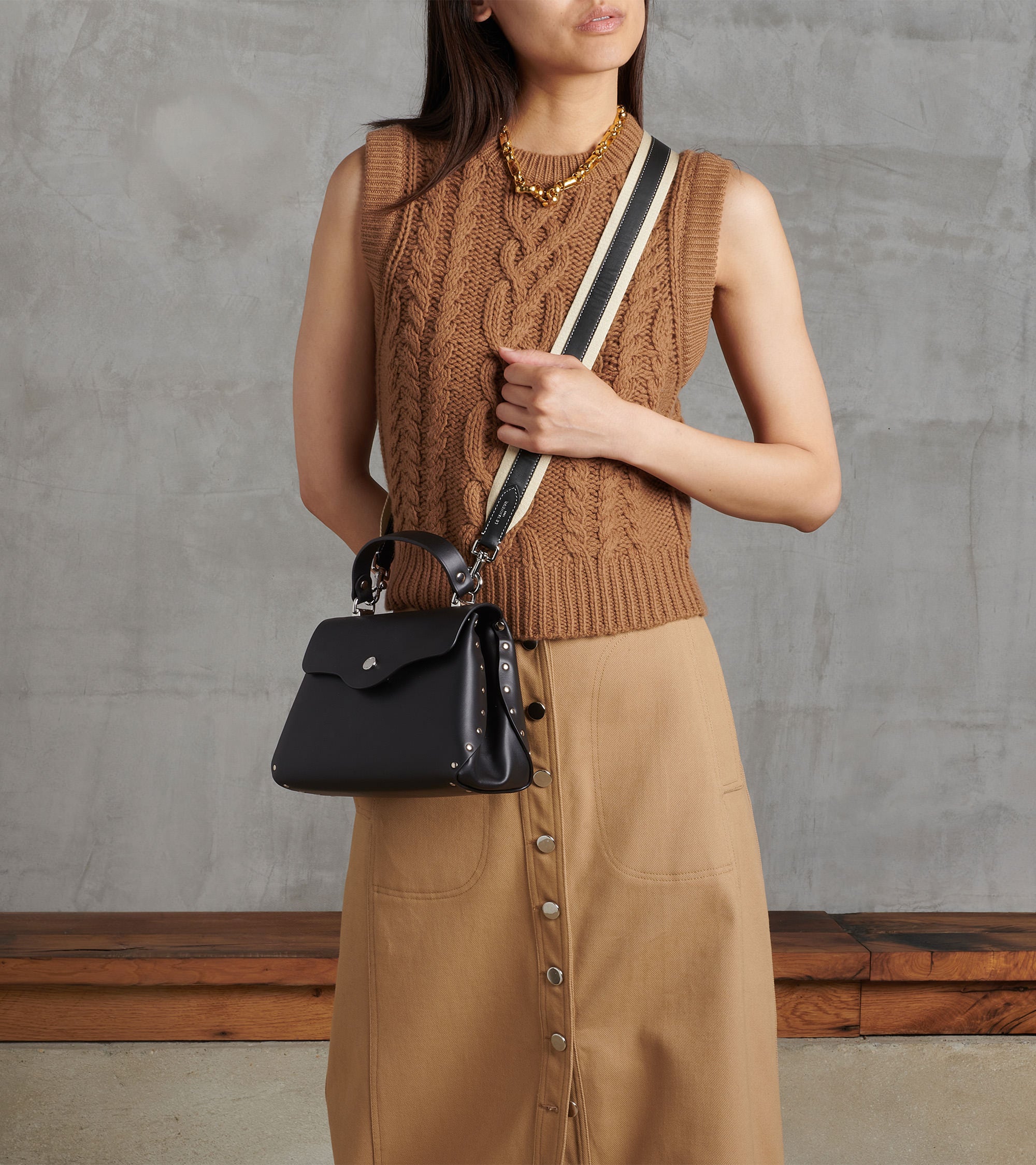Le Tanneur Sans Couture petit sac à main cuir noir