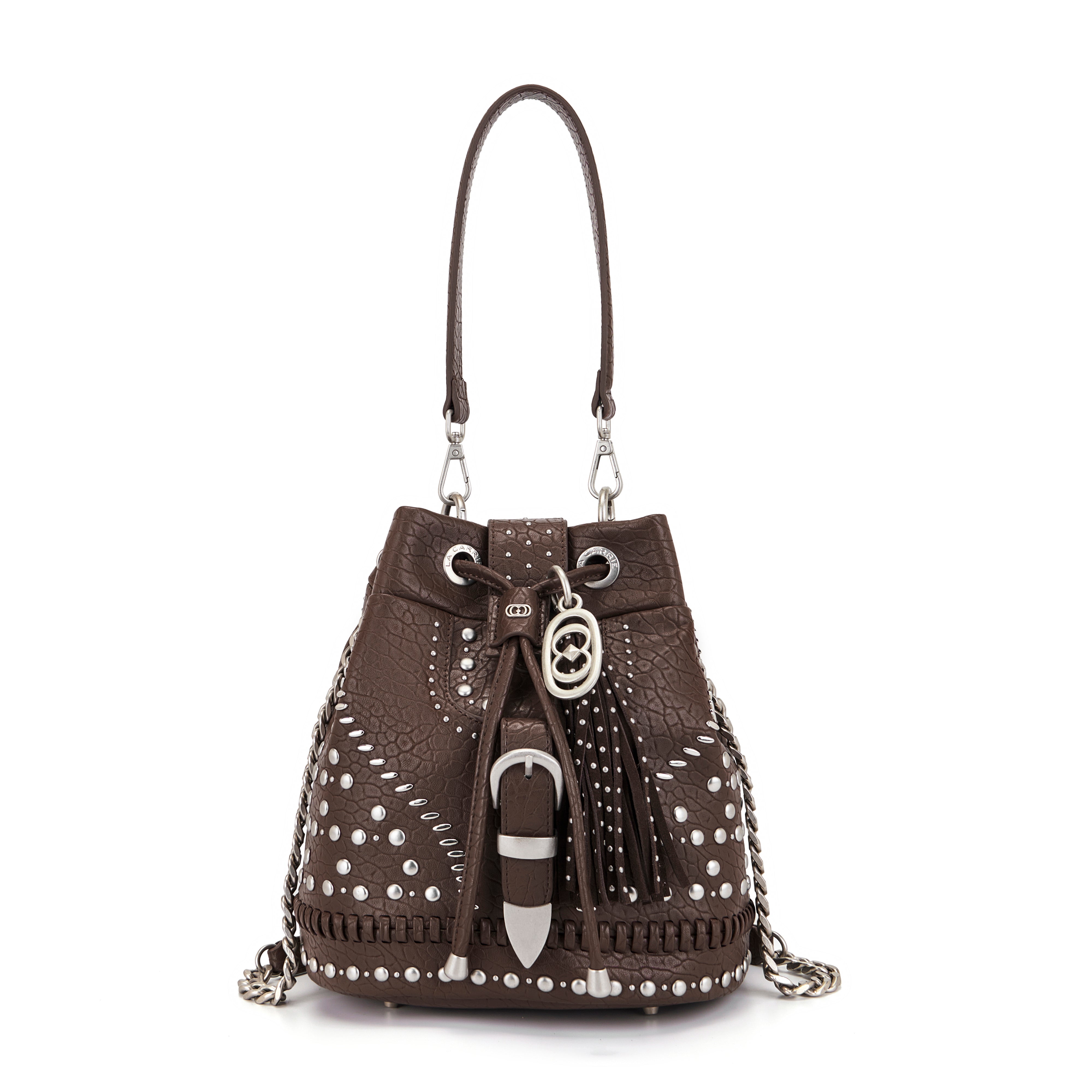 La Carrie Bag Monterrey sac seau marron 26x28cm coco