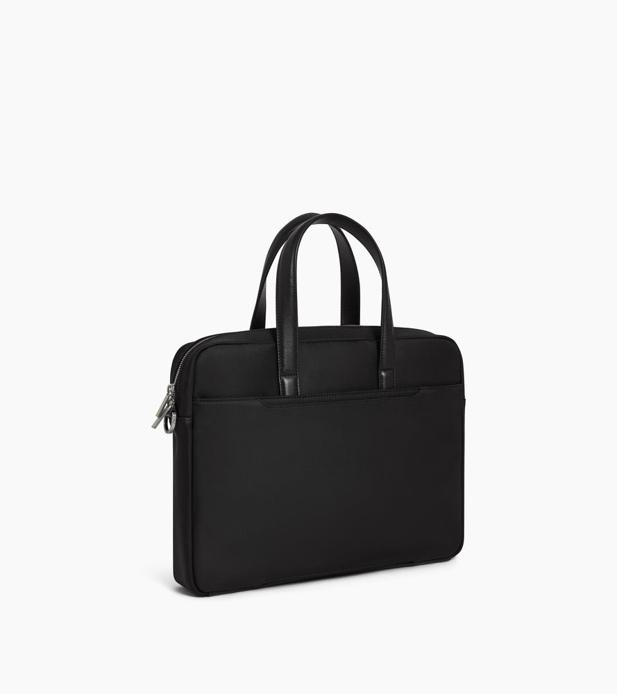 Le Tanneur Basile porte-documents toile nylon cuir 15" Black
