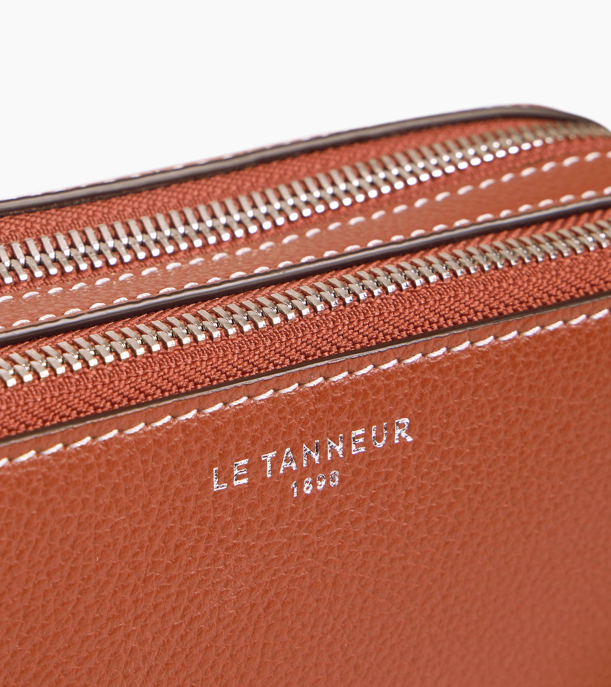 Le Tanneur Emile Petite Sacoche Cuir Acajou 2 Zip