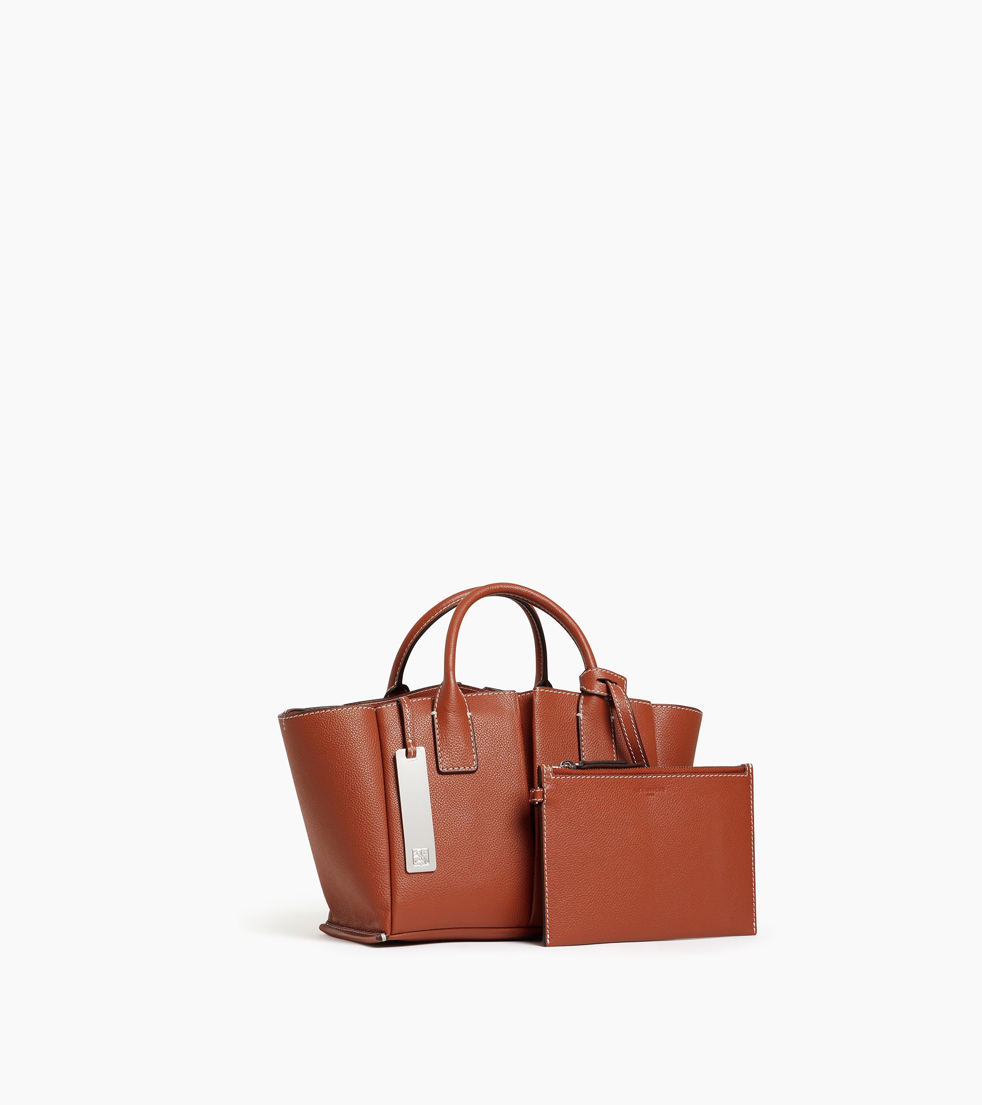 Le Tanneur Elena petit sac main cuir grainé Acajou