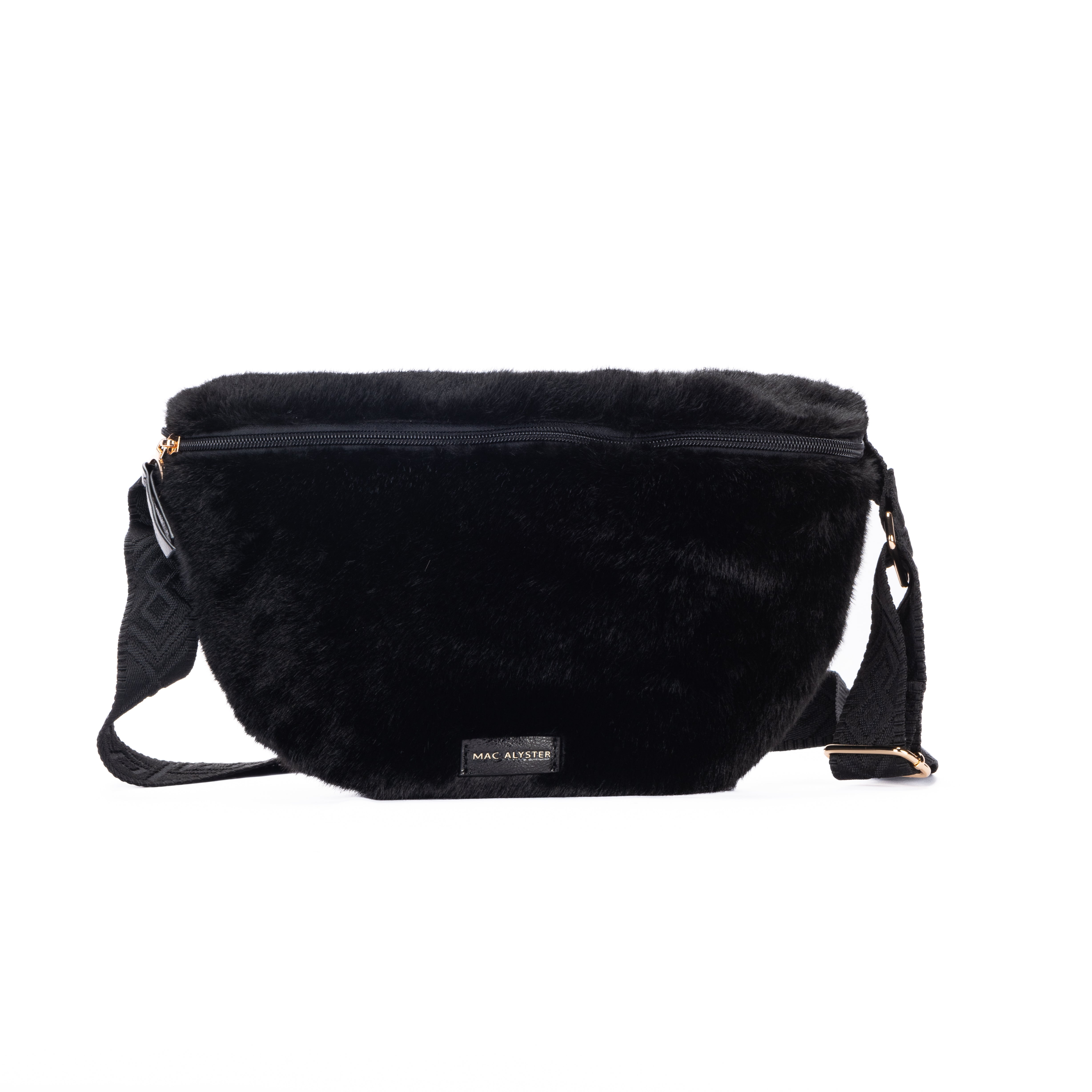 Mac Alyster Moumoute grand sac banane fourrure Noir double poche