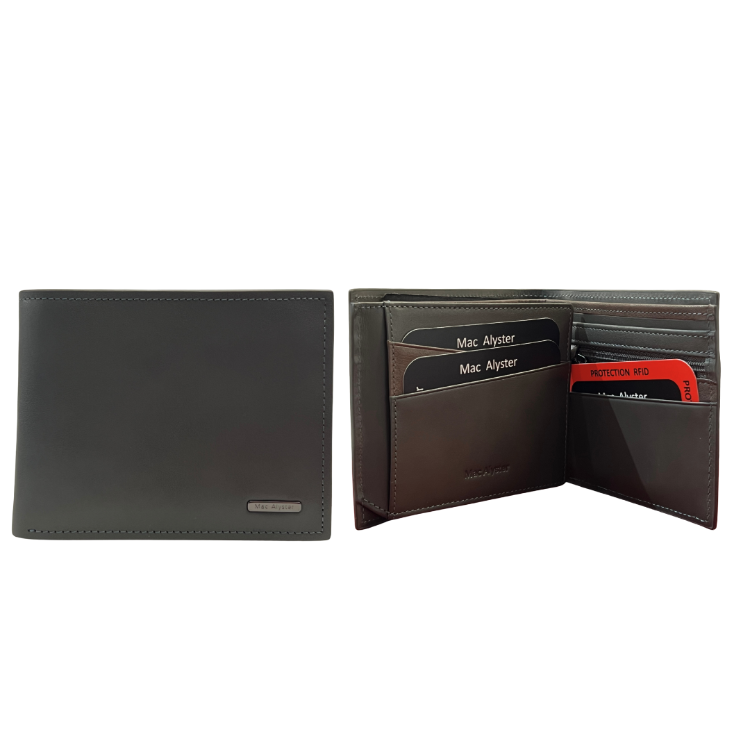 MAC ALYSTER HERITAGE portefeuille gris cuir RFID