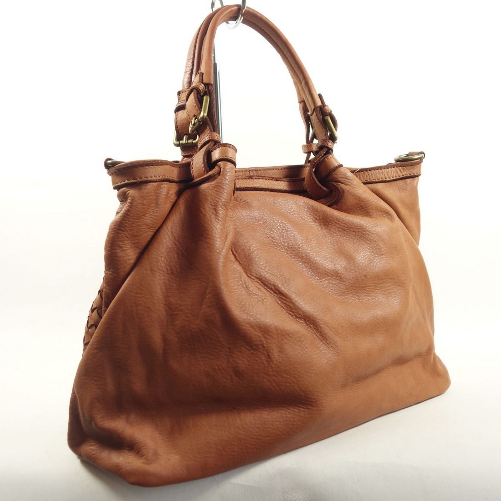 Collection Esprit Cuir Grand sac à main Sveva sac cuir tressé camel