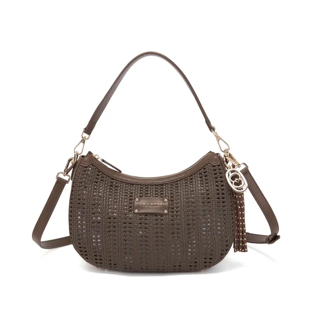 La Carrie Bag Woven sac épaule marron 32x12x21cm