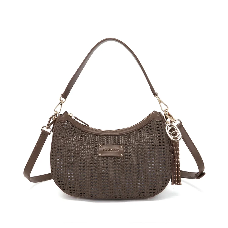 La Carrie Bag Woven sac épaule marron 32x12x21cm