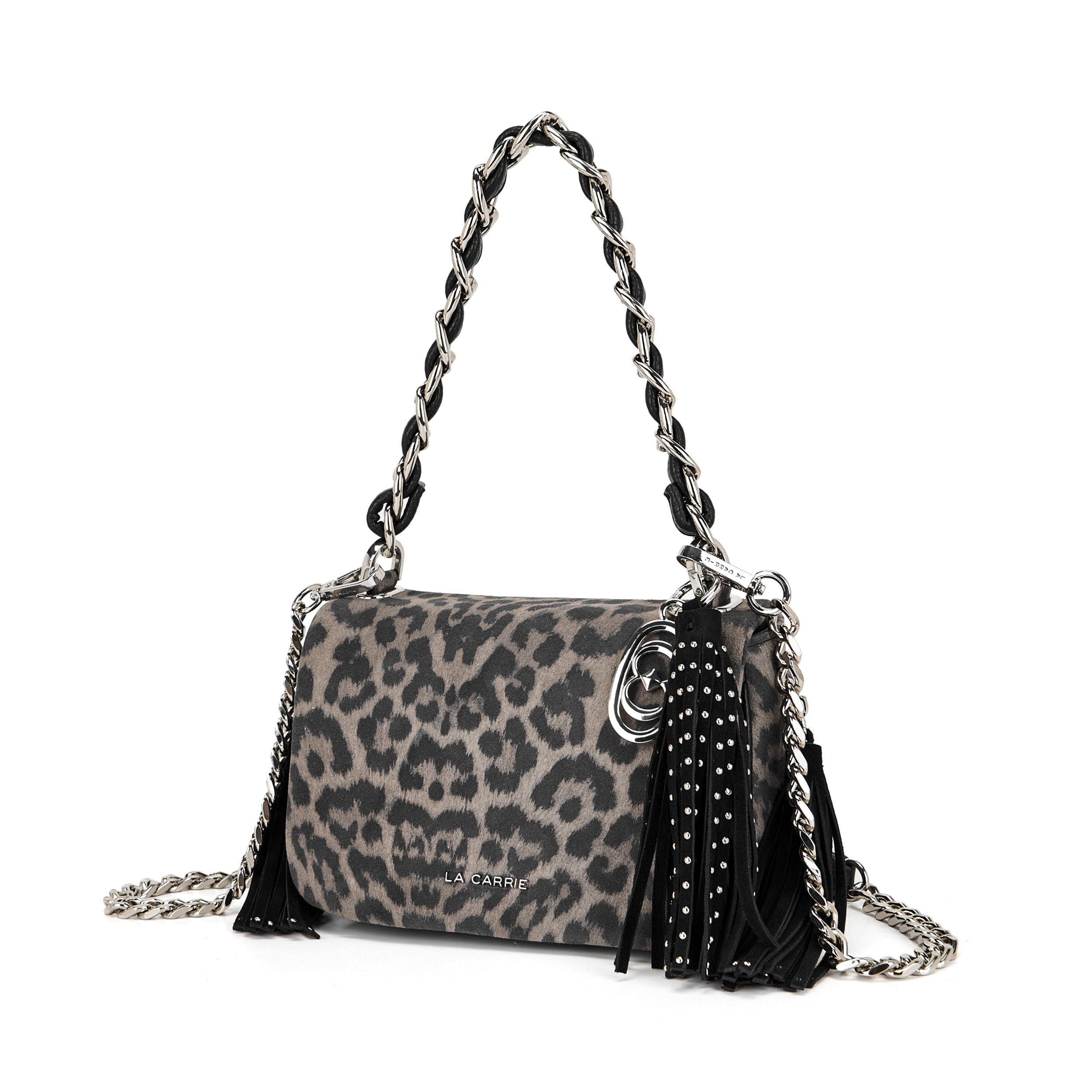 La Carrie Isabel Lio sac épaule gris suède animalier