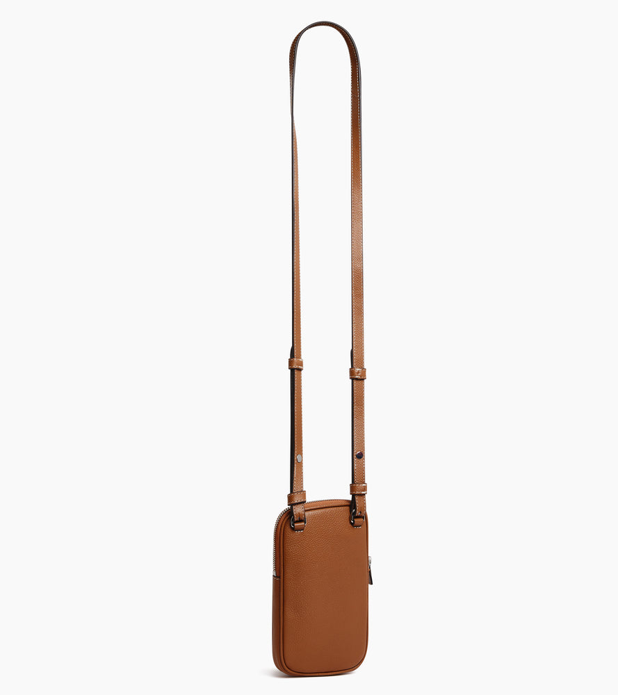 Le Tanneur étui téléphone cuir grainé zippé Brown Tan RFID