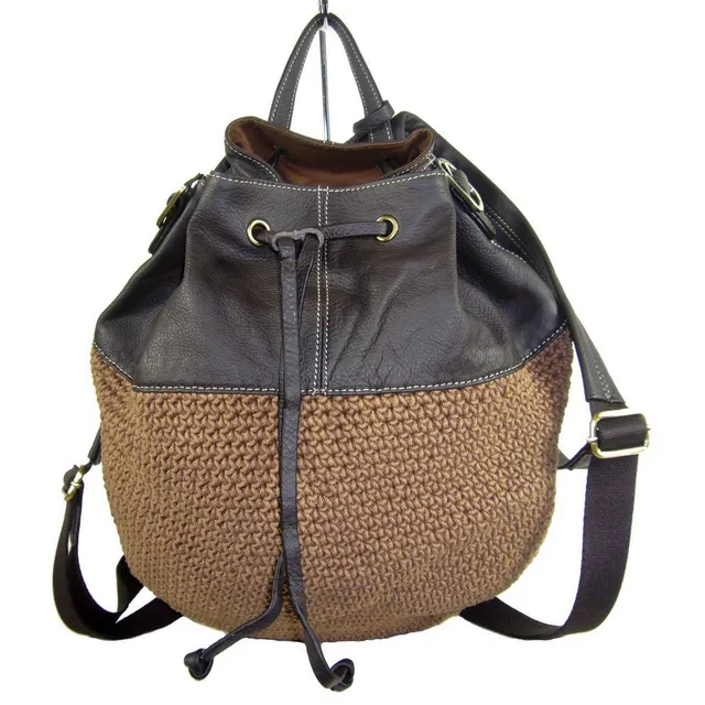 Collection Esprit Cuir MARLIE sac a dos camel maille