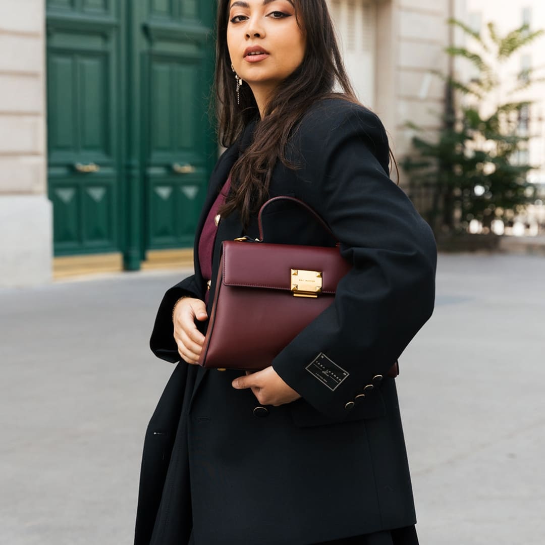 Mac Alyster Mélyssa Sac Porté Main Cuir Burgundy