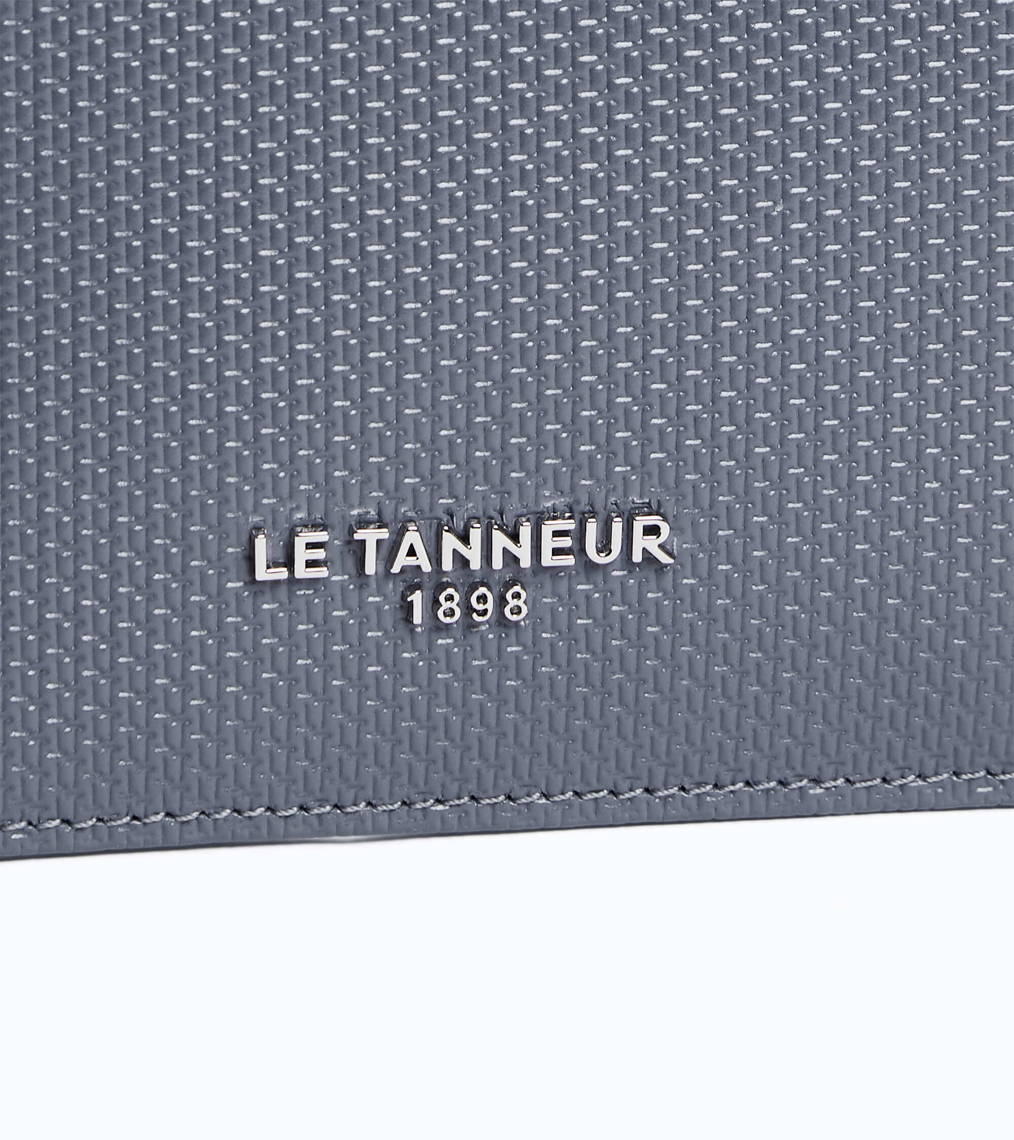 Le Tanneur Lucien porte-cartes cuir zippé Steel Blue