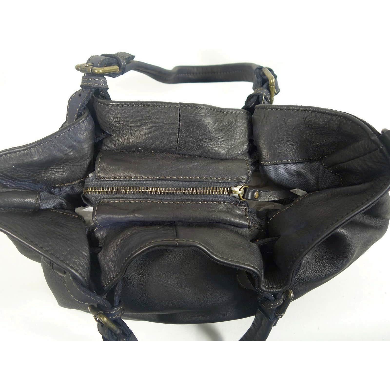 Collection Esprit Cuir Sveva Grand Sac Main Cuir Tressé Noir