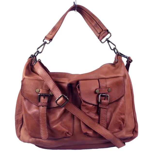 Collection Esprit Cuir PAULA sac besace cuir marron