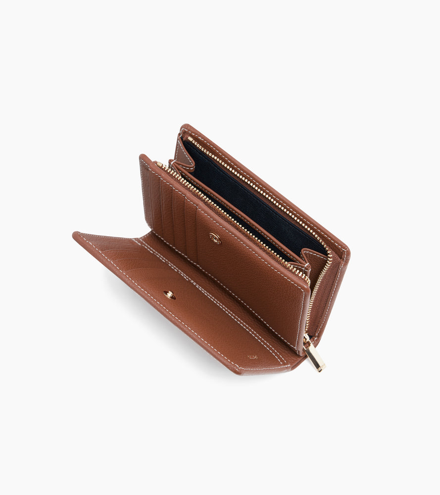 Le Tanneur Ella portefeuille cuir grainé marron RFID femme