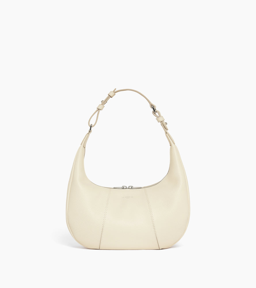 Le Tanneur Juliette petit sac hobo cuir blanc fleur de sel