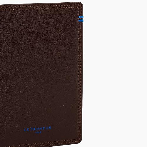 Le Tanneur porte-cartes vertical cuir lisse 6 cartes argent