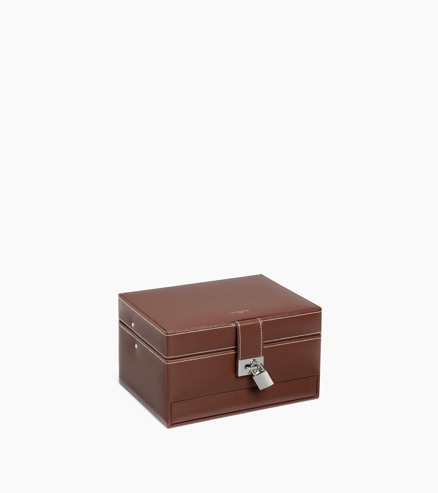 Le Tanneur Leather Goods Boîte à bijoux cuir moyen modèle velours