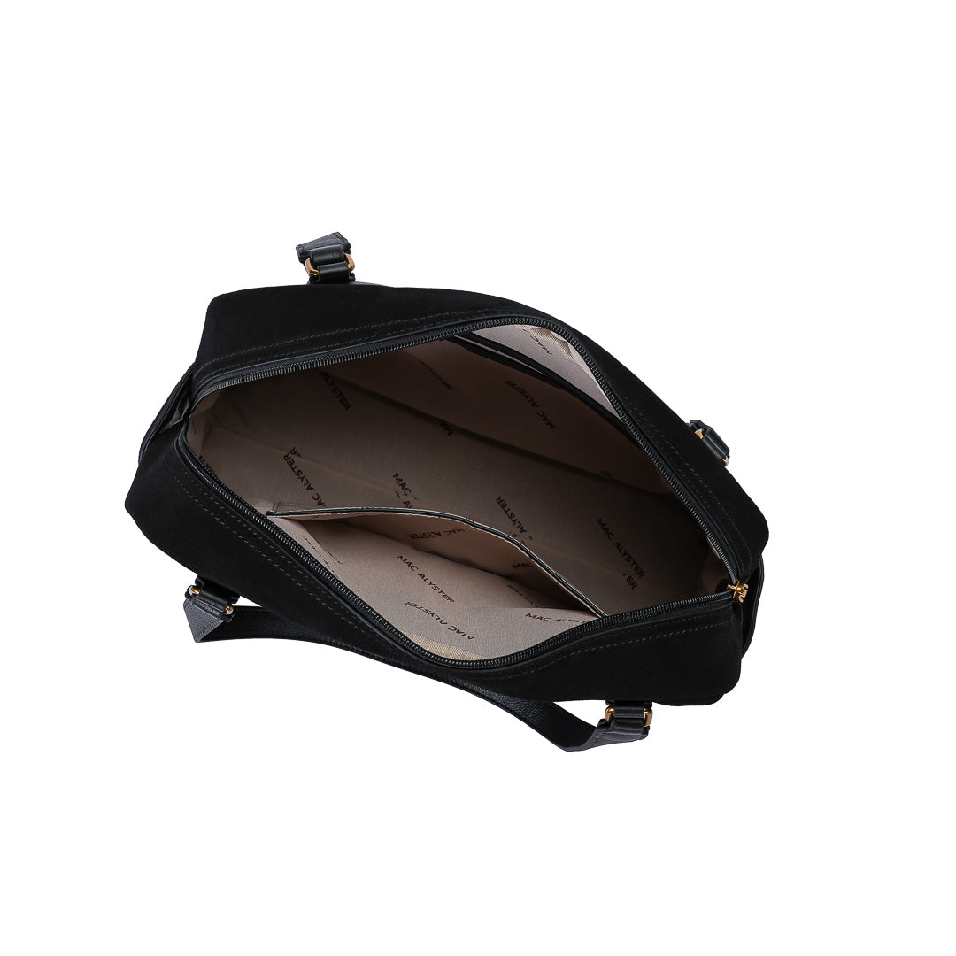 MAC ALYSTER CANELLE grand sac main cuir Daim Noir