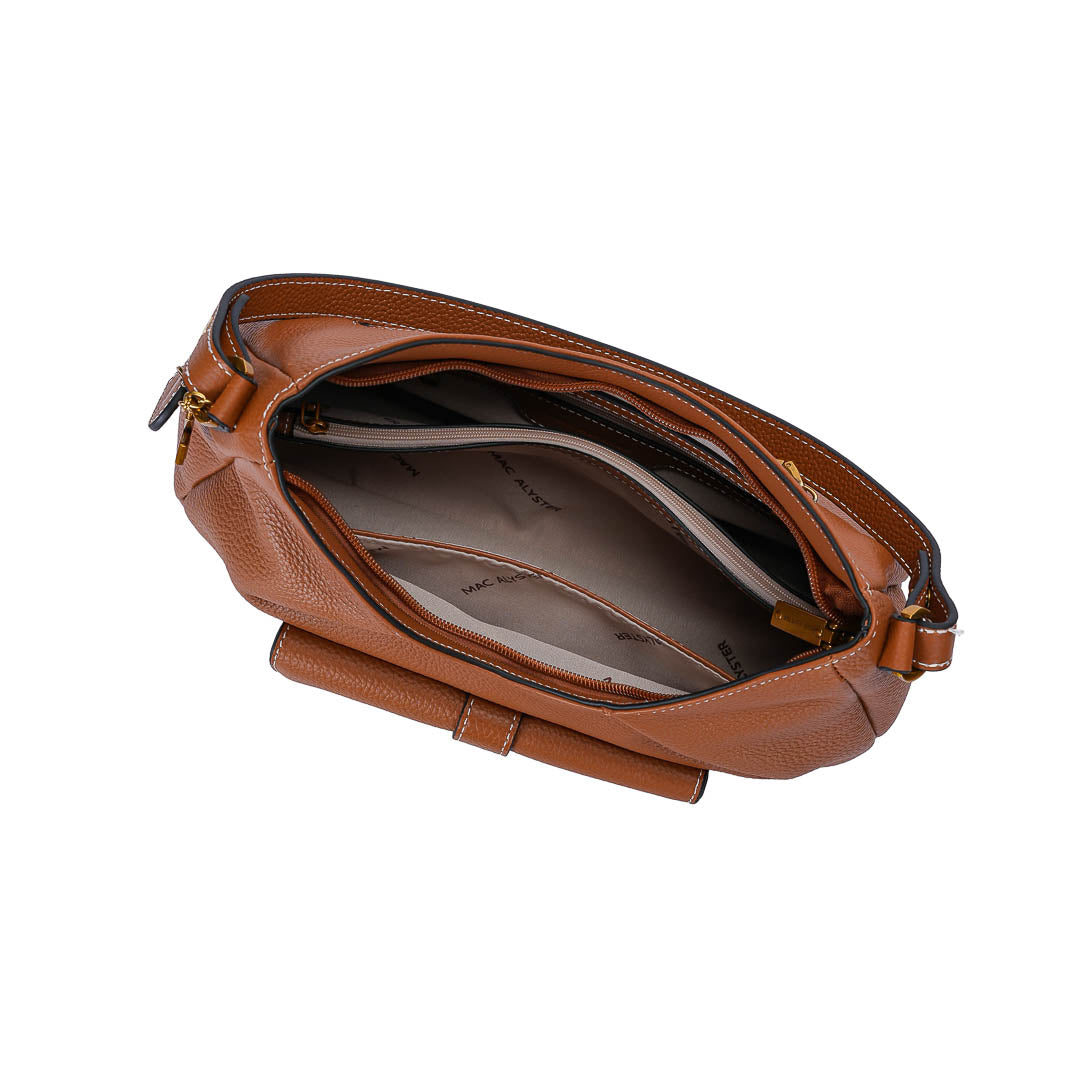 MAC ALYSTER ODALIA sac besace Marron Cognac cuir 31 cm