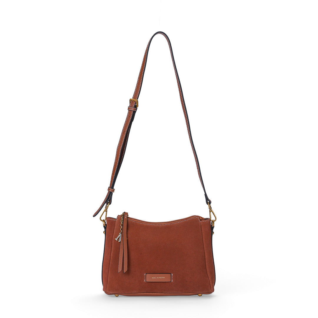 MAC ALYSTER GIULIA sac trotteur cuir Daim Chocolat