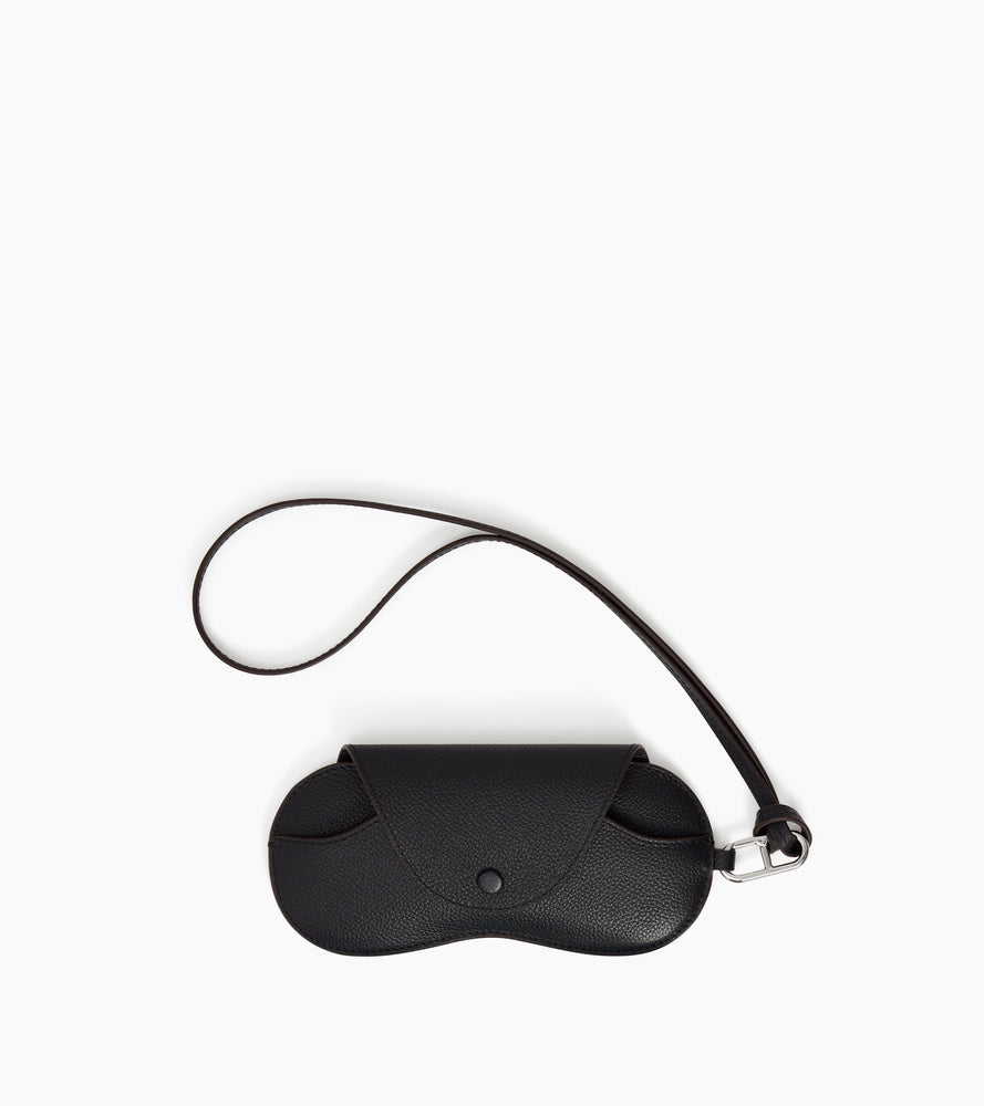 Le Tanneur Étui à lunettes cuir grainé noir charms pression