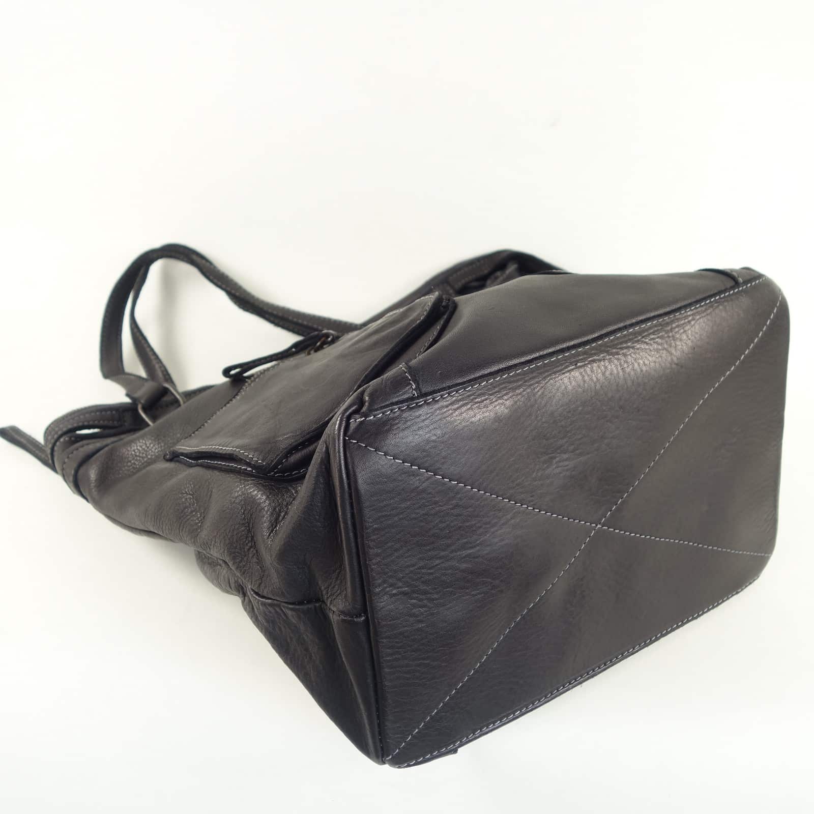 Collection Esprit Cuir WALLY sac cabas cuir noir vintage shopping