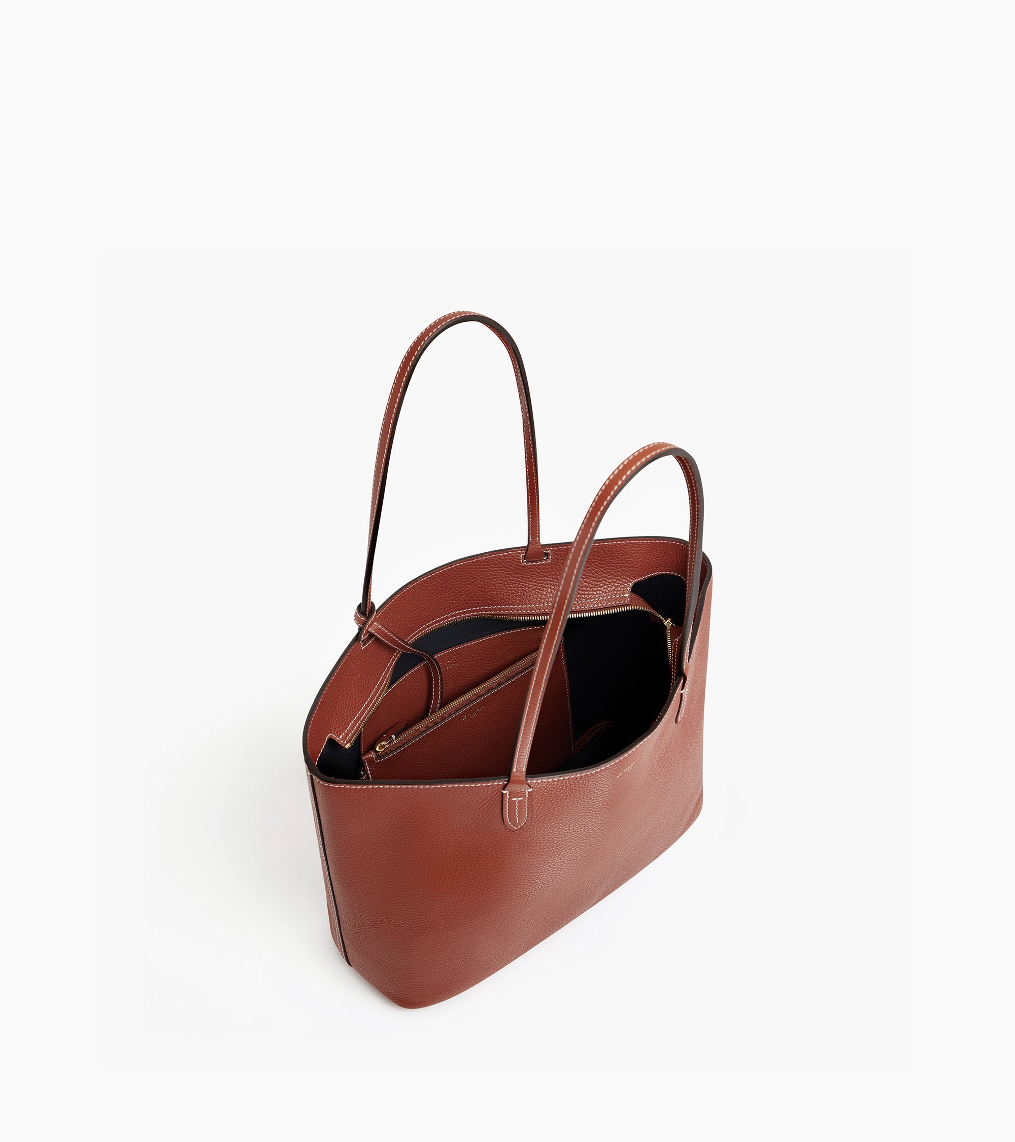 Le Tanneur Louise grand cabas cuir grainé Marron