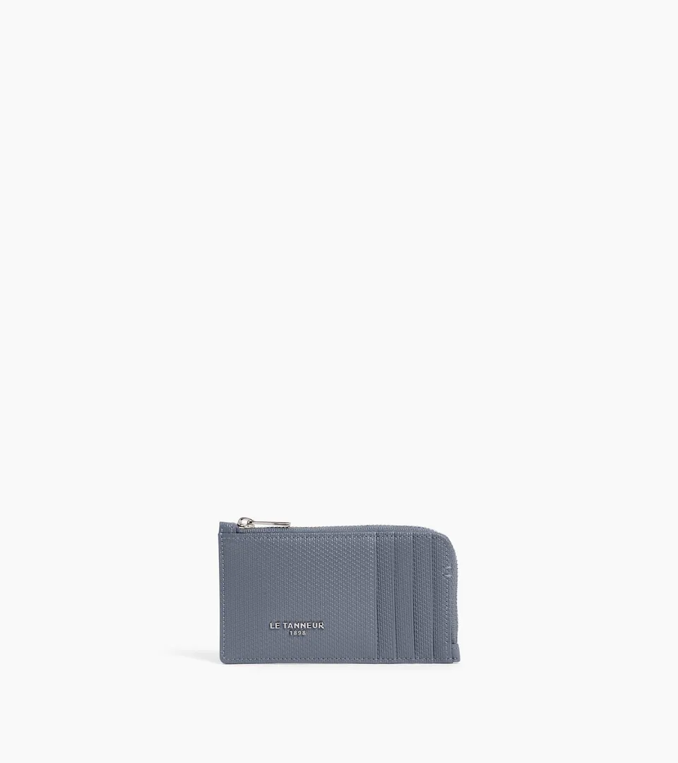 Le Tanneur Lucien porte-cartes cuir zippé Steel Blue