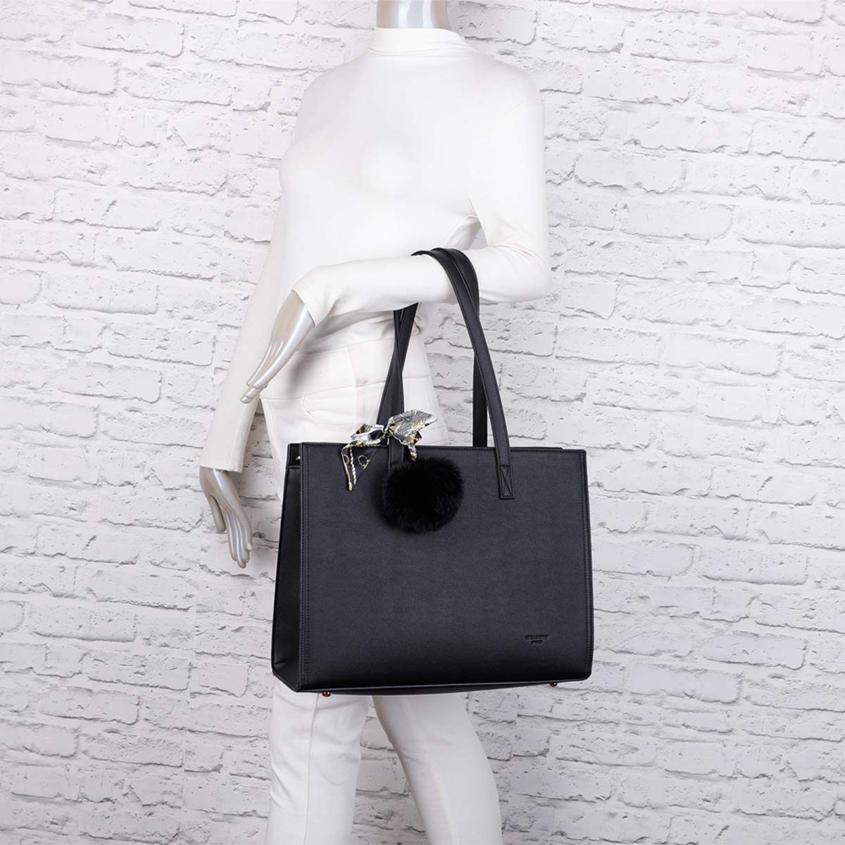 Gallantry Sacs Cabas Tote Bag A4 XL Noir Simili Cuir 38x29cm