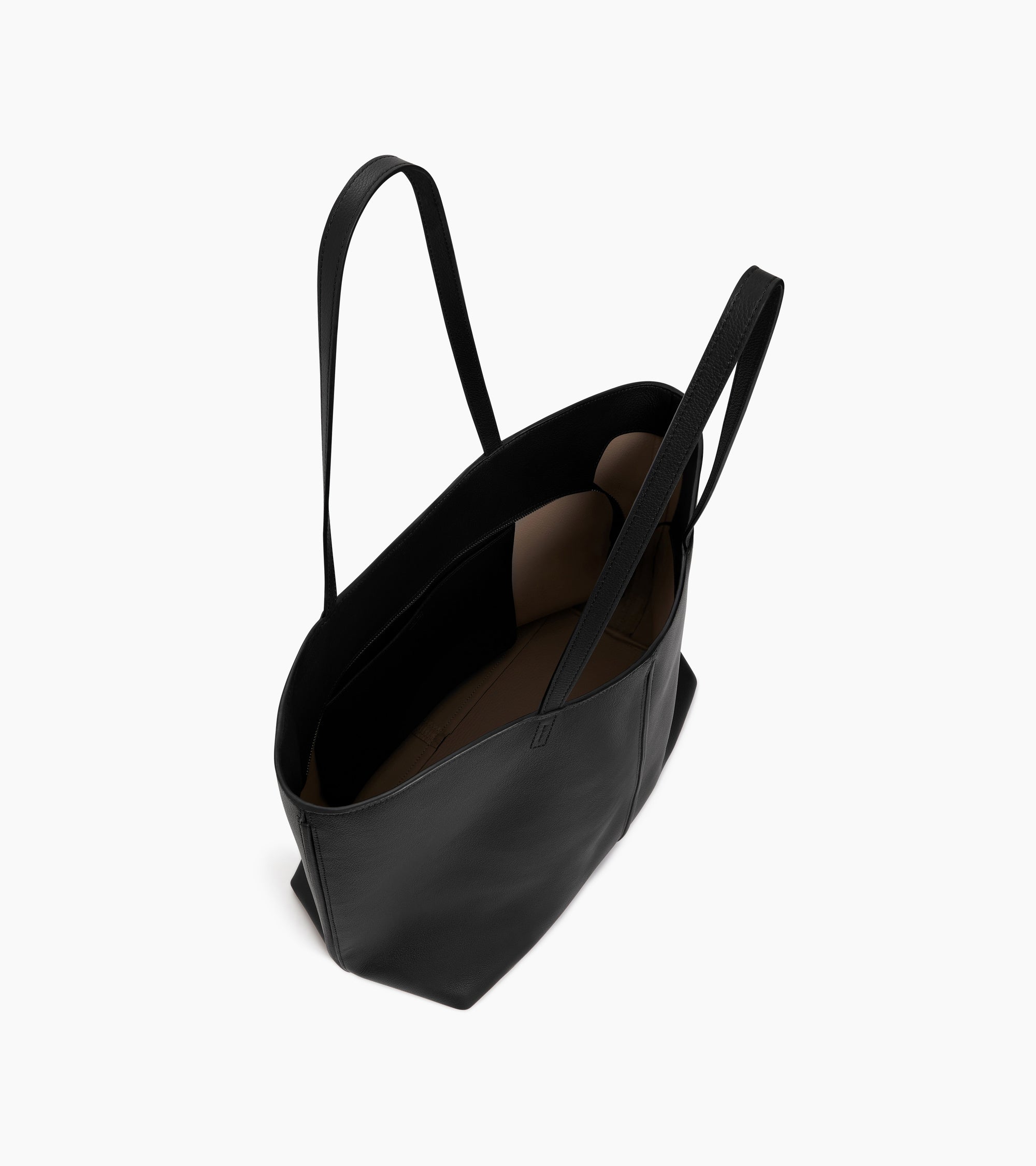 Le Tanneur Hortense sac cabas cuir grainé grand modèle Black Greige