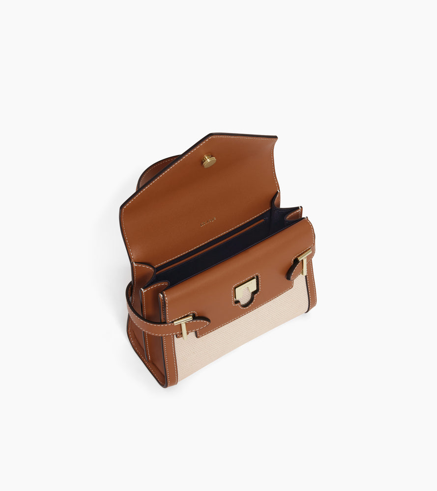Le Tanneur Emilie petit sac à main toile cuir Natural Tan