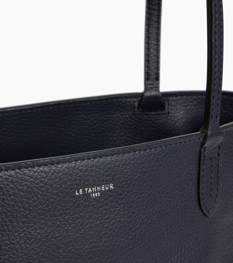 Le Tanneur Louise petit cabas cuir grainé bleu