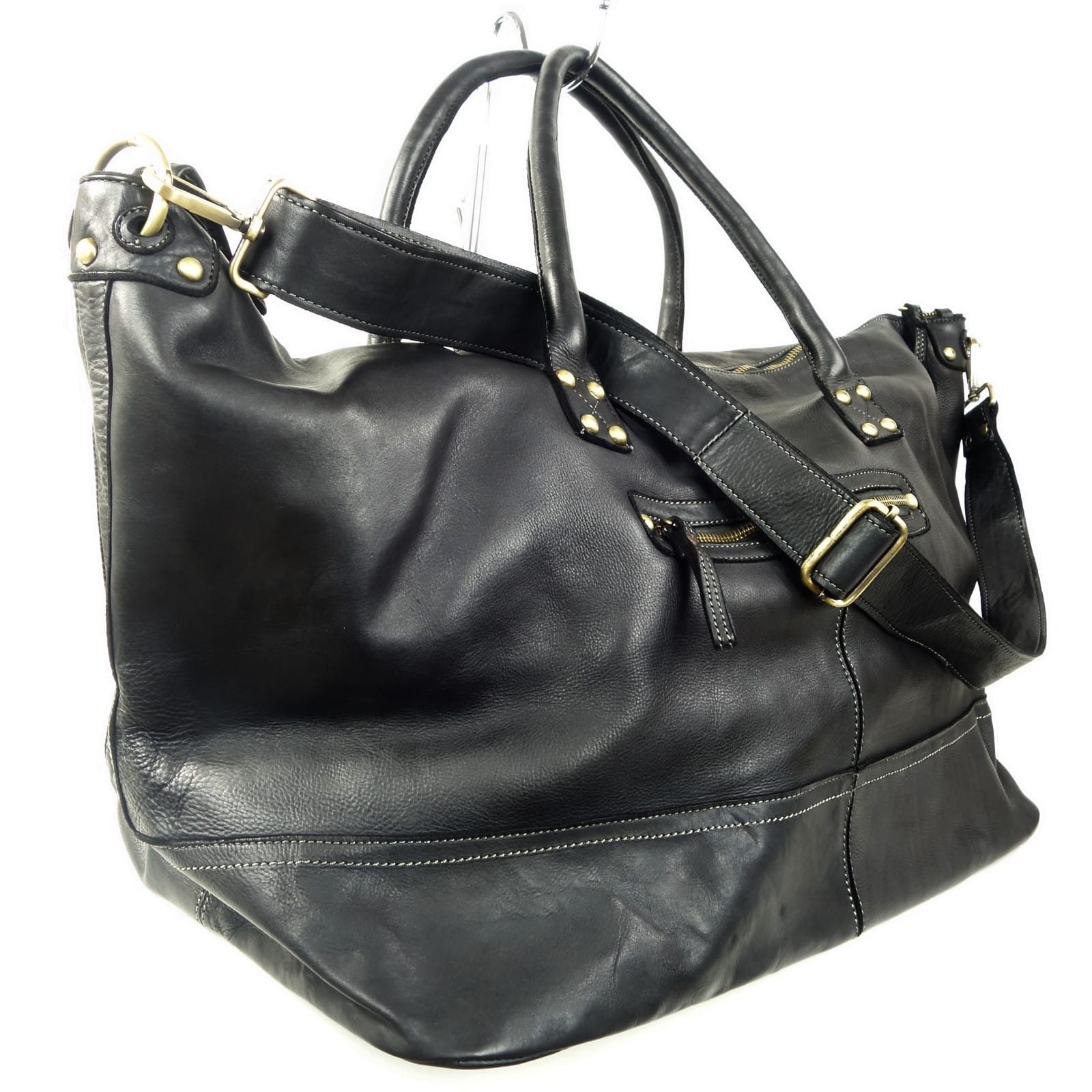 Collection Esprit Cuir LORENZO sac voyage cuir noir 48h