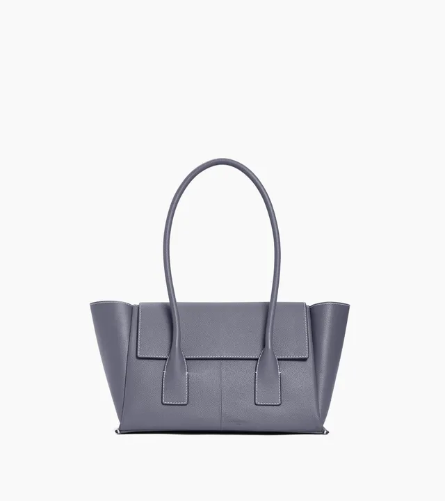 Le Tanneur Elena sac cabas cuir grainé moyen bleu acier