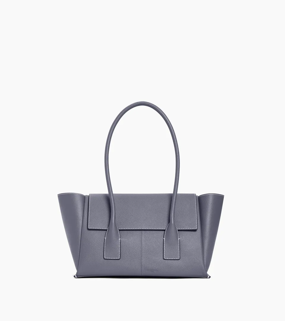 Le Tanneur Elena sac cabas cuir grainé moyen bleu acier