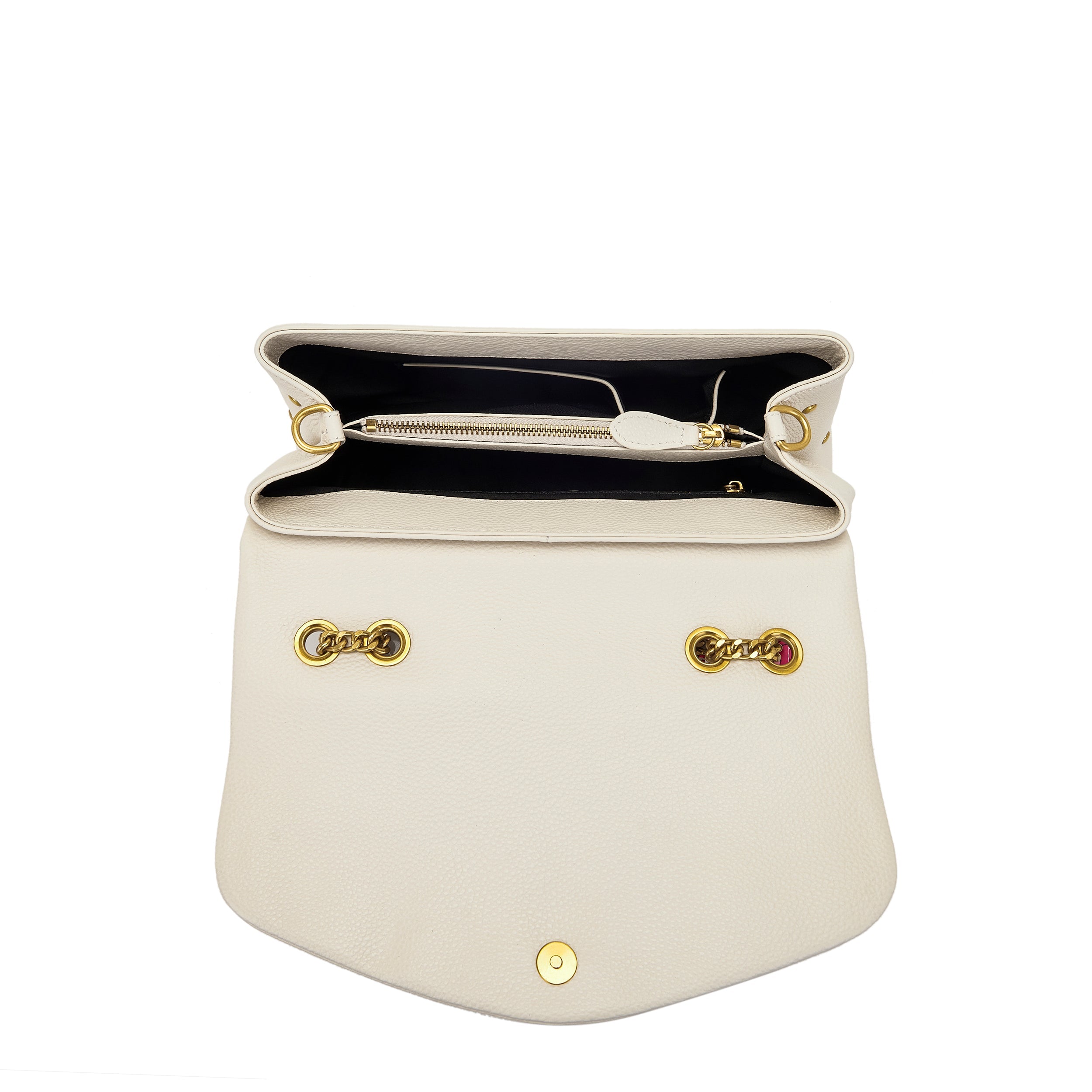 La Carrie Foulard sac épaule ivory cuir martelé