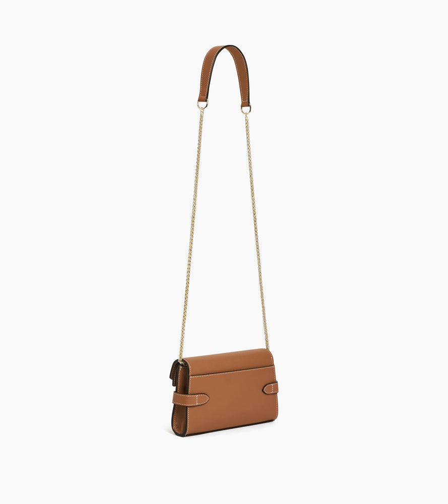 Le Tanneur Emilie Pochette Cuir Marron Grainé Chaîne