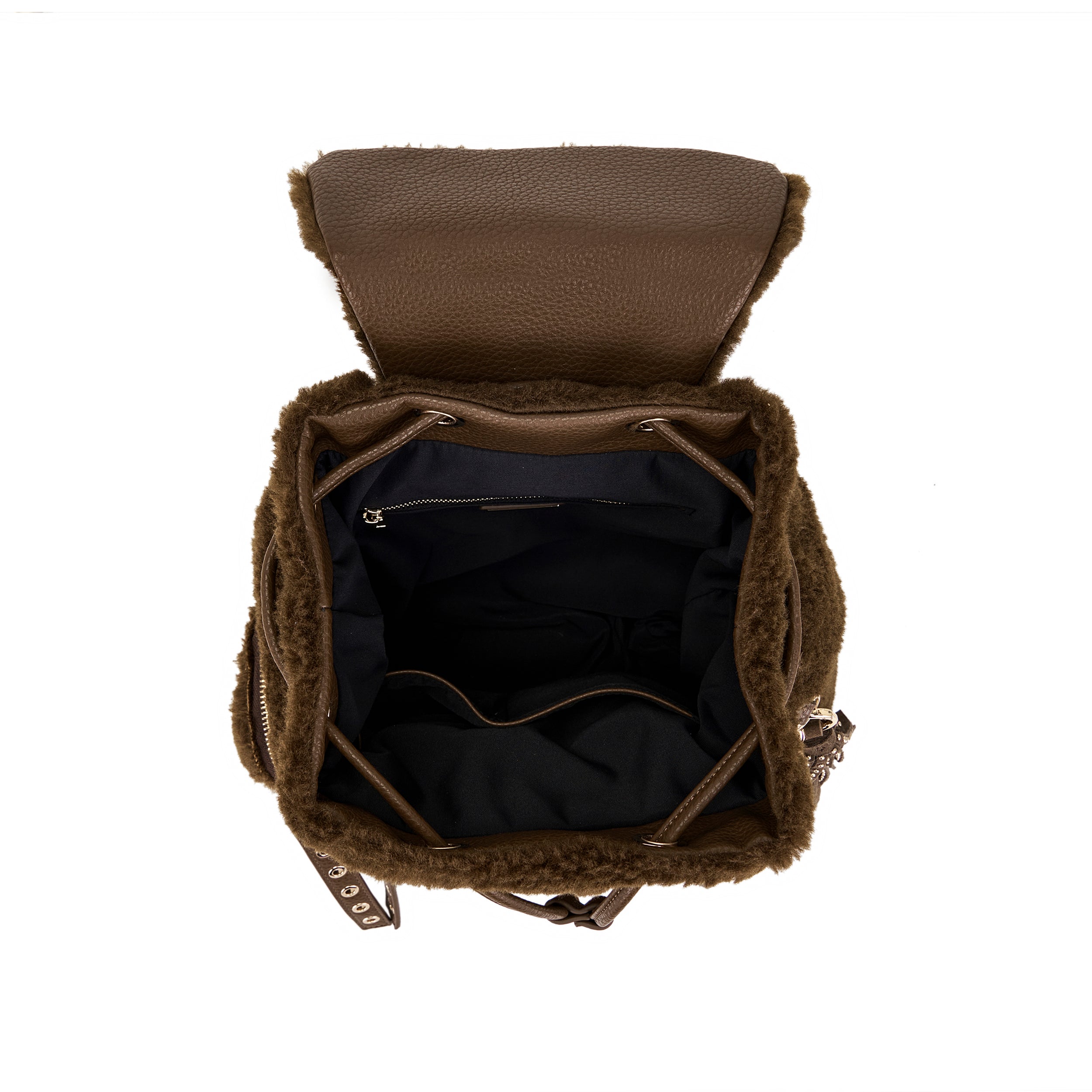 La Carrie Teddy sac à dos marron fourrure 27x31 cm