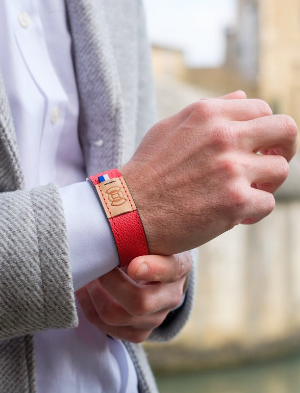 Nodie's Lily Sam bracelet rouge grainé cuir 18cm