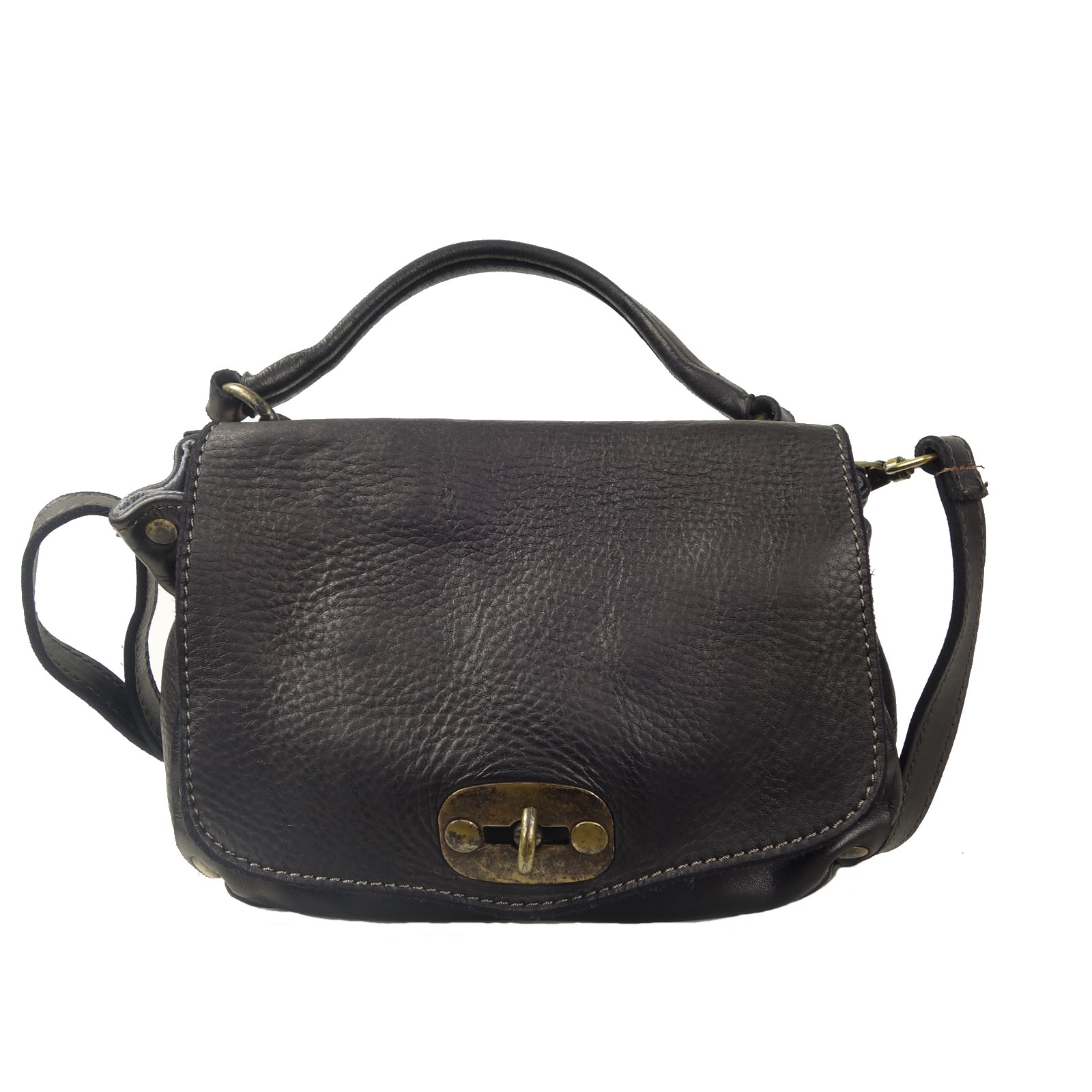 Collection Esprit Cuir Sara mini sac bandoulière noir cuir clouté