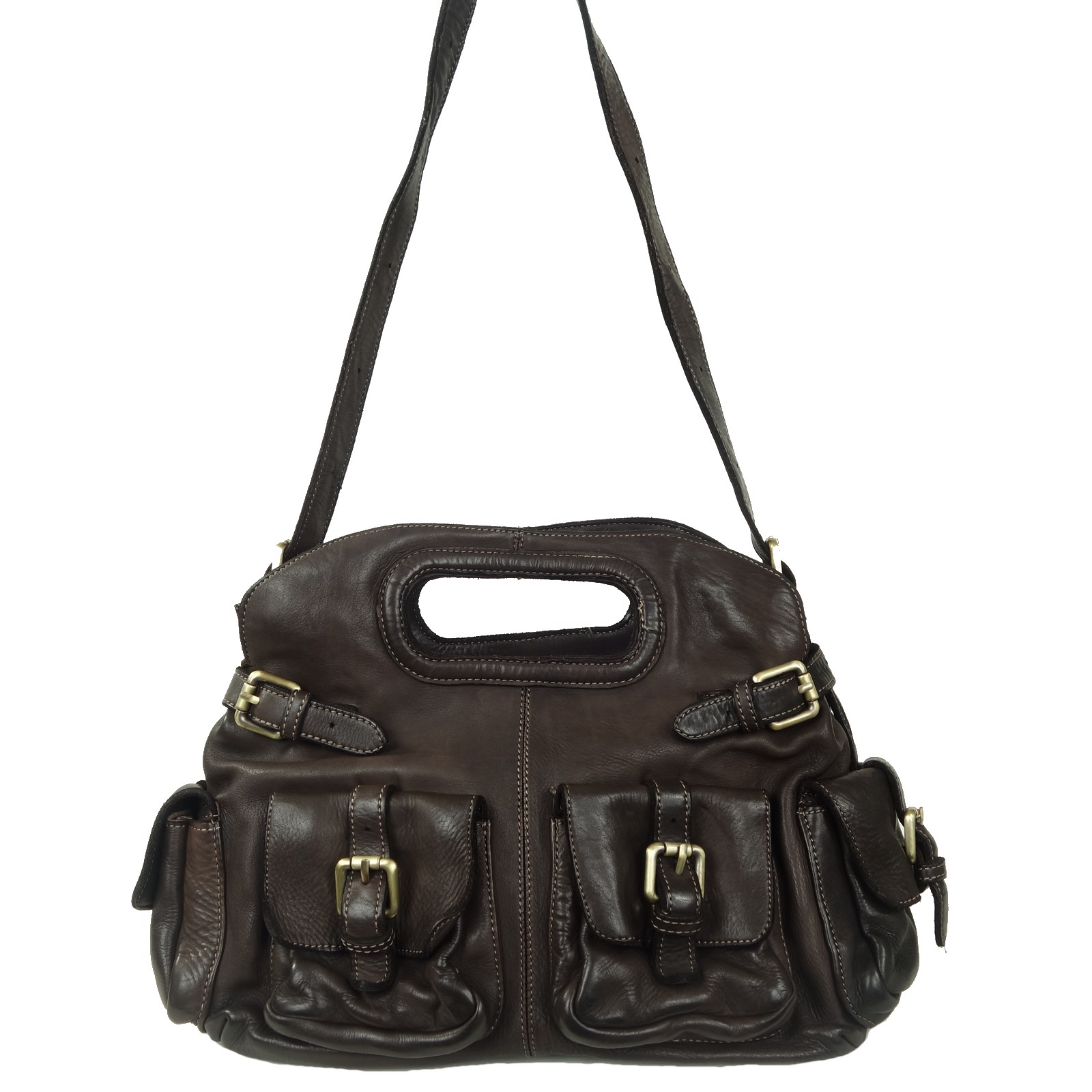 Collection Esprit Cuir Tina sac épaule cuir brun vintage