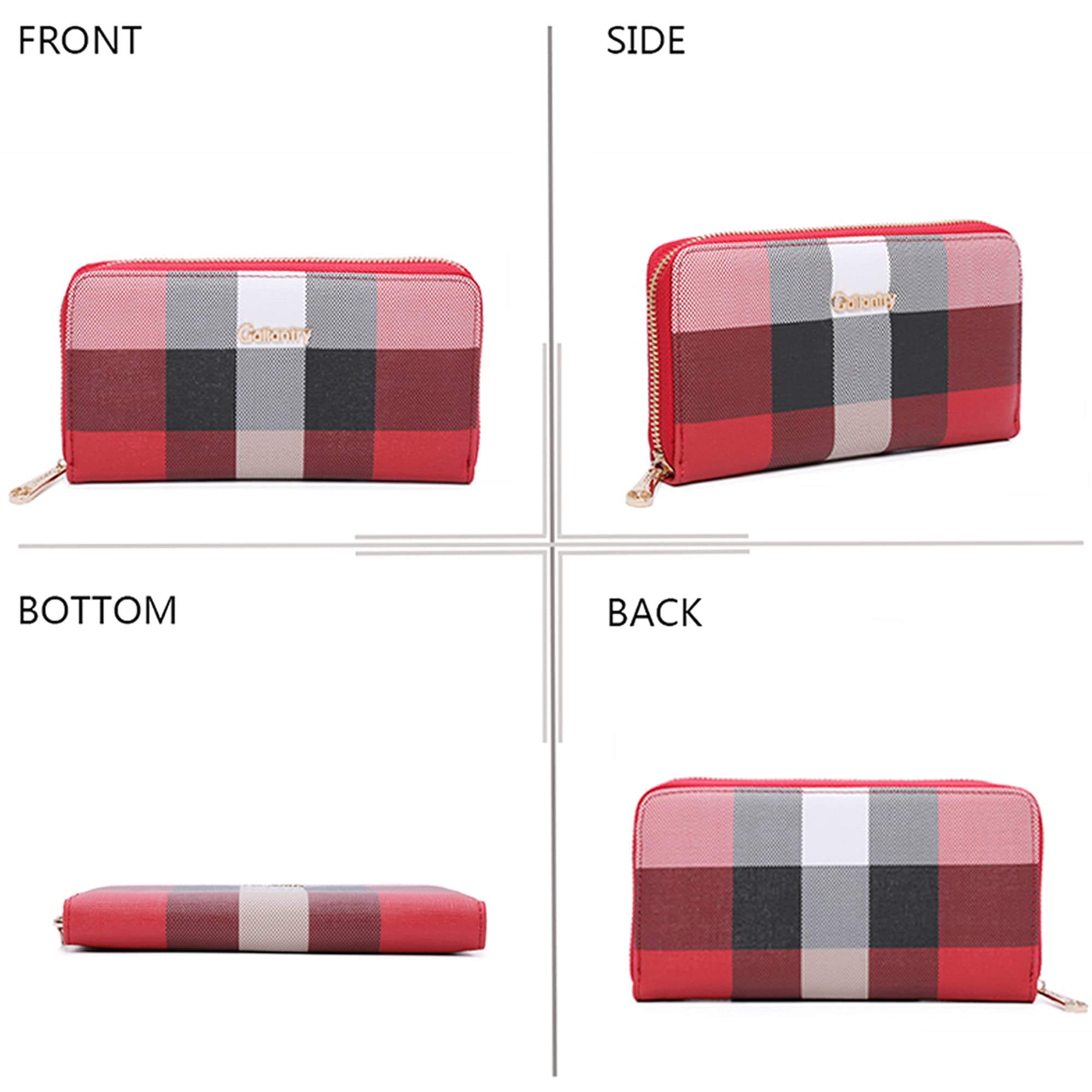 Gallantry Compagnon portefeuille long rouge noir 3 volets