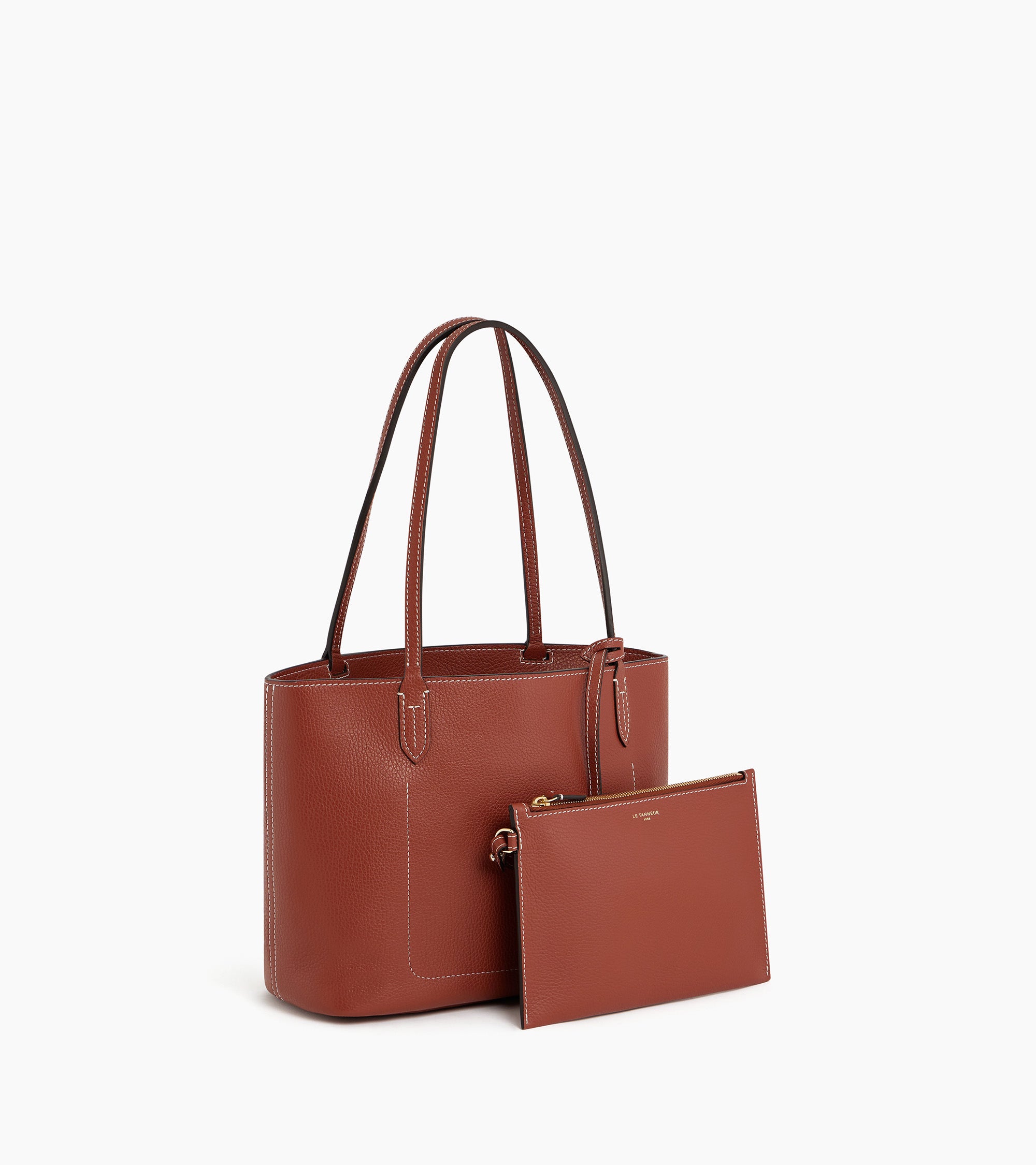 Le Tanneur Louise petit cabas cuir marron grainé France
