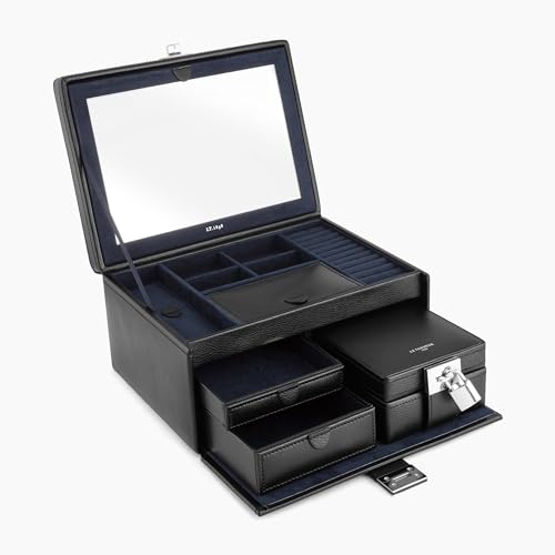 Le Tanneur boîte à bijoux cuir velours miroir grande